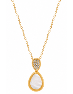 Collar para Mujer de Plata Dorado con Nácar y Circonitas - Salvatore 190C0009