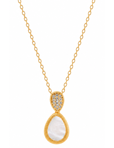 Collar para Mujer de Plata Dorado con Nácar y Circonitas - Salvatore 190C0009