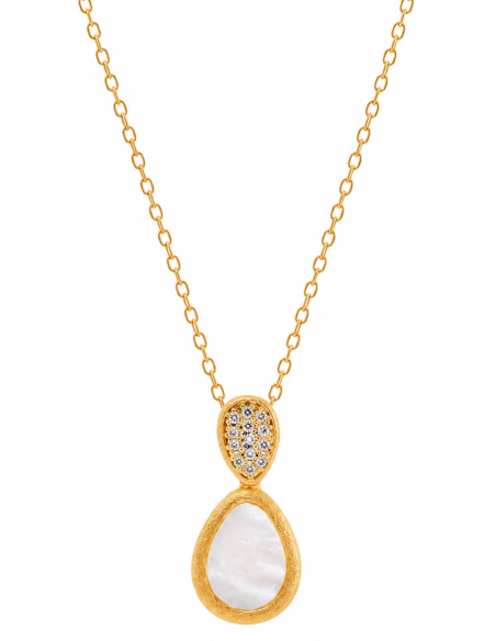 Collar para Mujer de Plata Dorado con Nácar y Circonitas - Salvatore 190C0009