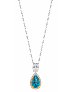 Collar para Mujer de Plata con Circonitas y Piedra Azul - Salvatore 136C0429