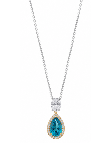 Collar para Mujer de Plata con Circonitas y Piedra Azul - Salvatore 136C0429