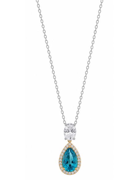 Collar para Mujer de Plata con Circonitas y Piedra Azul - Salvatore 136C0429