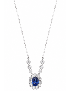 Collar para Mujer de Plata con Circonita Azul zafiro y Circonitas Blancas - Salvatore 136C0424