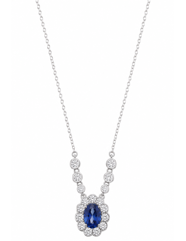 Collar para Mujer de Plata con Circonita Azul zafiro y Circonitas Blancas - Salvatore 136C0424
