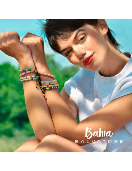 Pulsera para Mujer de Plata Dorada y Discos Verdes - Salvatore 263PM021