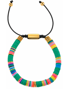 Pulsera para Mujer de Plata Dorada y Discos Verdes - Salvatore 263PM021