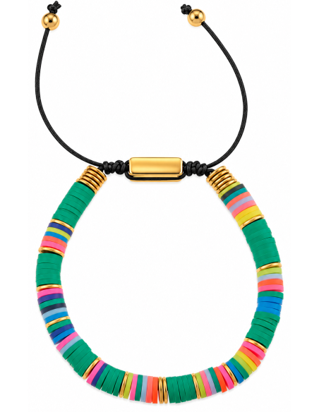 Pulsera para Mujer de Plata Dorada y Discos Verdes - Salvatore 263PM021