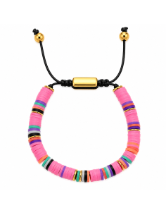 Pulsera para Mujer de Plata Dorada y Discos Rosas - Salvatore 263PM018