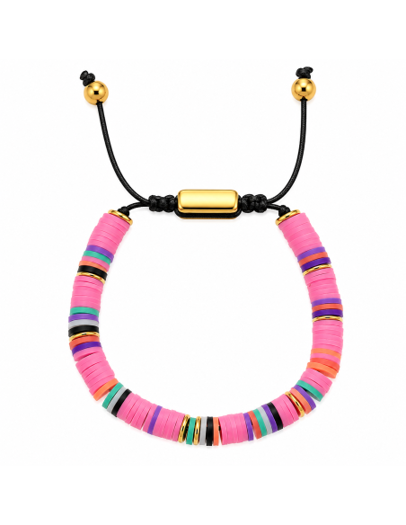 Pulsera para Mujer de Plata Dorada y Discos Rosas - Salvatore 263PM018