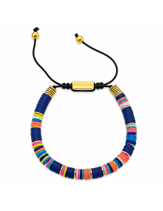 Pulsera para Mujer de Plata Dorada y Discos Azules - Salvatore 263PM023