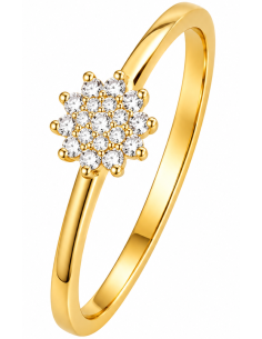 Anillo para Mujer Rosetón con Circonitas - Oro Amarillo 18K