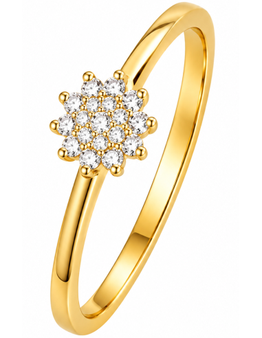 Anillo para Mujer Rosetón con Circonitas - Oro Amarillo 18K