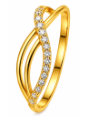Anillo para Mujer diseño cruzado con Circonitas - Oro Amarillo 18K