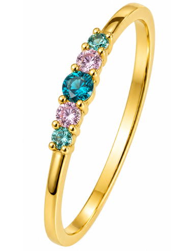Anillo para Mujer con Circonitas Multicolor - Oro Amarillo 18K