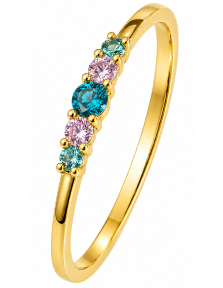 Anillo para Mujer con Circonitas Multicolor - Oro Amarillo 18K