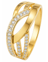 Anillo para Mujer Diseño Cruzado Moderno con Circonitas - Oro Amarillo 18K