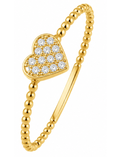 Anillo para Mujer en forma de Corazón con Circonitas - Oro Amarillo 18K