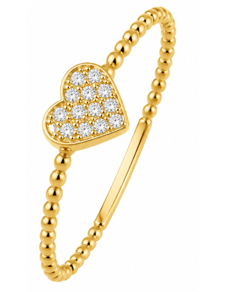 Anillo para Mujer en forma de Corazón con Circonitas - Oro Amarillo 18K