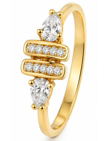 Anillo para Mujer con Circonitas - Oro Amarillo 18K