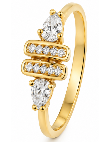 Anillo para Mujer con Circonitas - Oro Amarillo 18K