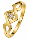 Anillo para Mujer Diseño Geométrico con Circonitas - Oro Amarillo 18K