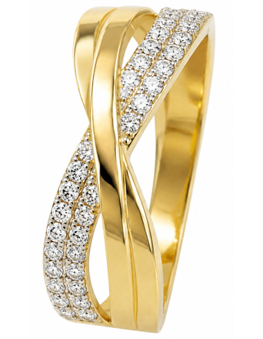 Anillo para Mujer en Forma de Infinito con Circonitas - Oro Amarillo 18K
