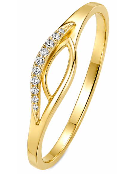 Anillo para Mujer Diseño Calado con Circonitas - Oro Amarillo 18K