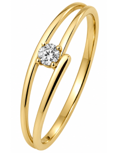 Anillo para Mujer diseño hueco con Circonita - Oro Amarillo 18K