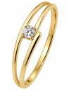 Anillo para Mujer diseño hueco con Circonita - Oro Amarillo 18K