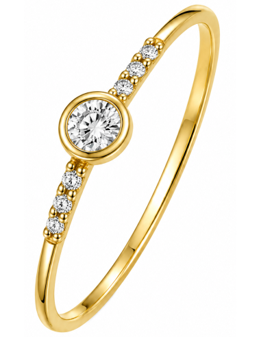 Anillo para Mujer con Circonitas - Oro Amarillo 18K