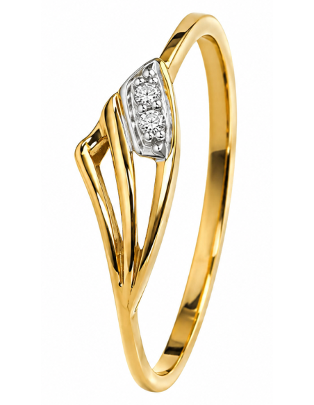 Anillo para Mujer calado con Circonitas- Oro Amarillo 18K