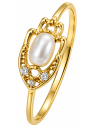 Anillo para Mujer con Perla y Circonitas - Oro Amarillo 18K