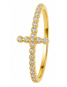 Anillo para Mujer en forma de Cruz con Circonitas - Oro Amarillo 18K