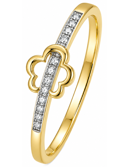 Anillo para Mujer en Forma de Flor con Circonitas - Oro Amarillo 18K