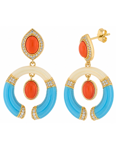 Pendientes para Mujer de Plata Chapada en Oro con Circonitas  - Salvatore 277AM006