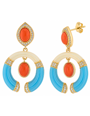 Pendientes para Mujer de Plata Chapada en Oro con Circonitas  - Salvatore 277AM006