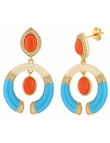 Pendientes para Mujer de Plata Chapada en Oro con Circonitas  - Salvatore 277AM006
