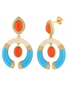 Pendientes para Mujer de Plata Chapada en Oro con Circonitas  - Salvatore 277AM006