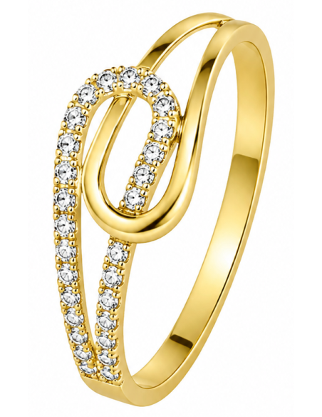 Anillo para Mujer Diseño Entrelazado con Circonitas - Oro Amarillo 18K
