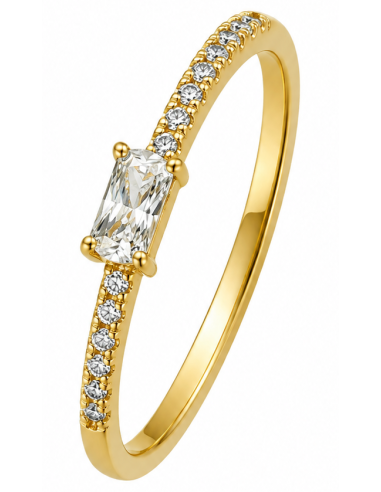 Anillo para Mujer Solitario con Circonitas - Oro Amarillo 18K