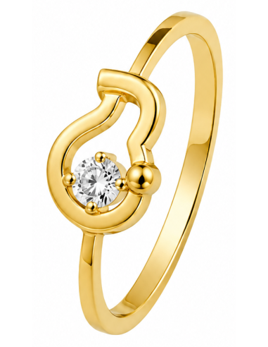 Anillo para Mujer con Diseño Abstracto con Circonita - Oro Amarillo 18K