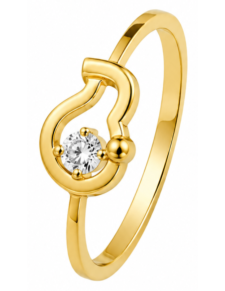 Anillo para Mujer con Diseño Abstracto con Circonita - Oro Amarillo 18K