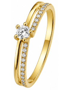 Anillo para Mujer Solitario con Circonitas - Oro Amarillo 18K