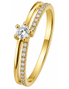 Anillo para Mujer Solitario con Circonitas - Oro Amarillo 18K