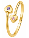 Anillo para Mujer Abierto con Corazones y Circonitas - Oro Amarillo 18K
