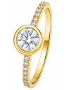 Anillo para Mujer Solitario con Circonitas - Oro Amarillo 18K