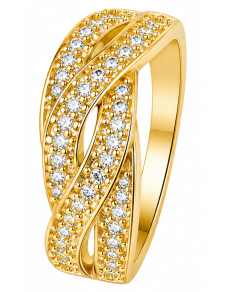 Anillo para Mujer con Circonitas - Oro Amarillo 18K