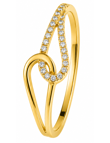 Anillo para Mujer Entrelazado con Circonitas - Oro Amarillo 18K