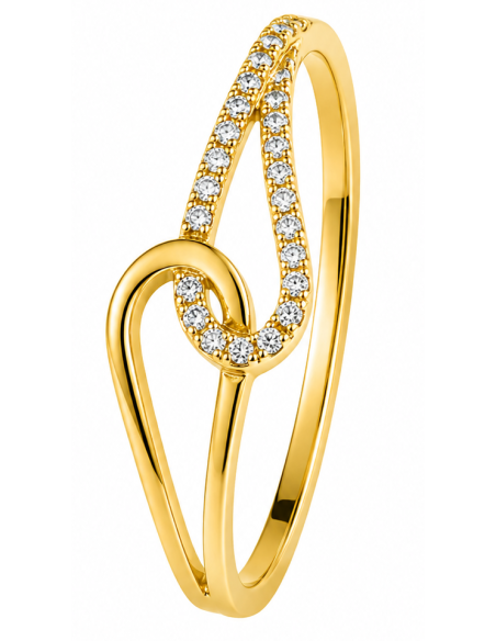 Anillo para Mujer Entrelazado con Circonitas - Oro Amarillo 18K