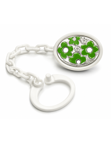 Pinza Infantil Chupete Flores Verdes -  010ARP